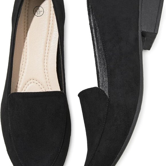 Women’s Suede Loafers Low Heel Slip-On Dress Shoes Casual Work Flats - Picture 1 of 7